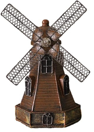 Ornements de moulin à vent, décorations d'étagère de bibliothèque miniature, moulin à vent vintage néerlandais, design artistique dynamique et ornements artisanaux en résine, statue vintage exquise de