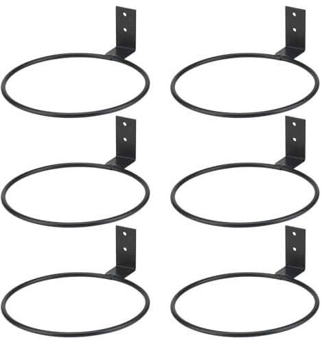 MUNGHOK 6 Stück 15cm Wandhalterung Blumentopf Schwarz, Wand Blumentopfhalter Ring Wandmontage Pflanzen Wandhalterung Pflanzenhalter Rund für Garten Balkon Blumentöpfe