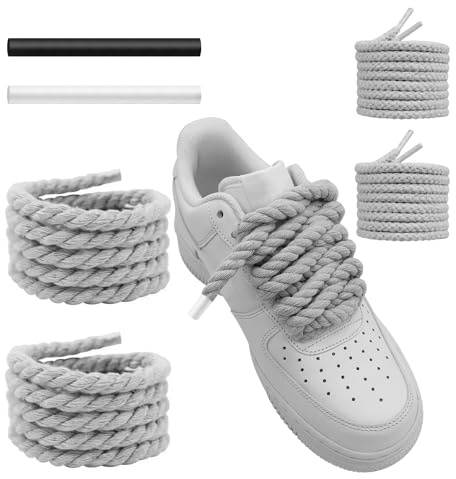 UamGlsob Cordones de Zapato de Gordos para Air Force 1, 10mm/15mm Cuerda Gruesa Redondos de Algodón Grueso para Zapatillas de Deporte, Rope Shoe Laces