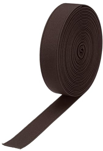 QUARKZMAN Rubans Elastique Couture 2cm 5 Yards/15 Pieds Marron Foncé Bobine d'Élastique Tricoté à Haute Élasticité pour Perruques, Ceintures, Pantalons