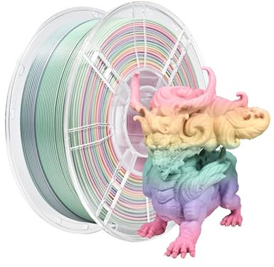 iBOSS Mehrfarbiges PLA+ Filament 1,75 mm, PLA Plus Matte Oberfläche Regenbogen 3D-Drucker Filament 1 kg (2,2 lbs), Farbwechsel PLA Pro 3D-Druck-Filament, Matter Regenbogen