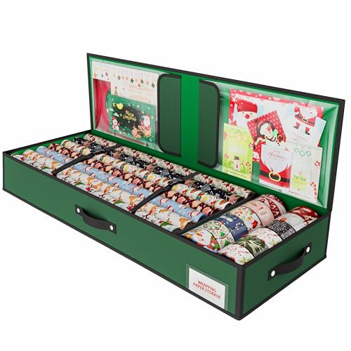 Funewest Großer Aufbewahrungstasche für Geschenkpapier-wasserdichtes 600D Oxford Gewebe-Geschenkpapier aufbewahrung Organizer-Geschenkpapierrollen Organizer mit Fächern 102x34x14cm