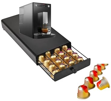 Trendi Rotating Coffee Capsule Stand for Nes--pre--sso - Wire Rack Holds 24, 32, 36, 40, or 72 Pods, 360° Rotating Coffee Pod Tower, Coffee Stand, Space-Saving Kitchen Storage Organizer (40 Pods)