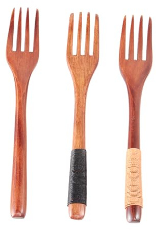 Garneck Lot De 3 Fourchettes Japonaises En Bois À Quatre Dents Pour Desserts Salades Sushis