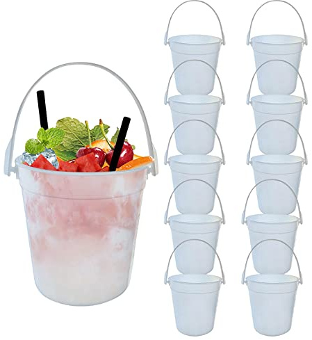 Ice Buckets Ice Bucket For Parties Plastic Reusable Cocktail Rum Buckets 10Pcs Drink Wine Beer Buckets 1L
