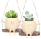 KBIBCK Macetas Colgantes con Cara Oscilante, 2 Piezas Maceta con Cabeza Colgante, Maceta de Cara Oscilante, Linda Maceta con Cara Sonriente y Columpio, Interior y Exterior, Jardín, Balcón, Decoración