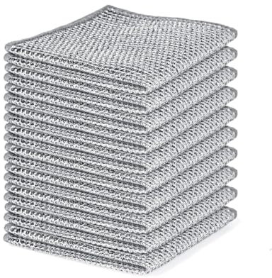 15 Pieces Non Scratch Wire Dish Cloth, 20 x 20 cm Multifunctional Non-Scratch Wire Dishcloth, Wire Cleaning Cloth, Resuable Kitchen Wire Dishwashing Cloths, Wire Dishwashing Rags for Wet and Dry
