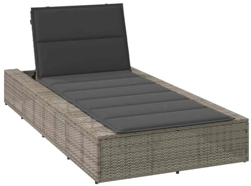 Fasba Sonnenliege mit schwebender Auflage Grau Poly Rattan, Sonnenbett, Gartenliege, Lounge Bett, Tagesbett, Chaiselongue, Poly Rattan Sonnenliege
