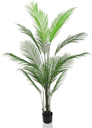GOVIRAYE Künstliche Areca Palme 180 cm im Topf – Große Kunstpflanze realistisch, wetterfest & UV-beständig, Deko Zimmerpflanze für Wohnzimmer, Büro, Balkon, Terrasse oder Outdoor