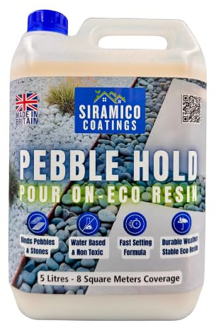 Pebble Hold Pour On ECO-Resin™ Glue Binder | 5 litres | Waterbased Binder for Pebbles & Stones on Borders, Patios & Garden Paths. Non Toxic & Pet Friendly