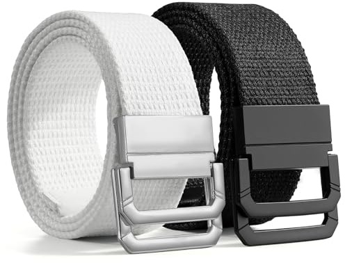 SANSTHS Stoffgürtel Herren Stufenlos Verstellbar Canvas Gürtel Ohne Löcher | ohne Löcher mit doppel D-Ring Schnelle, gürtel stoff herren für Arbeitshosen, Alltag Outdoor Camping Sport, Cargohosen