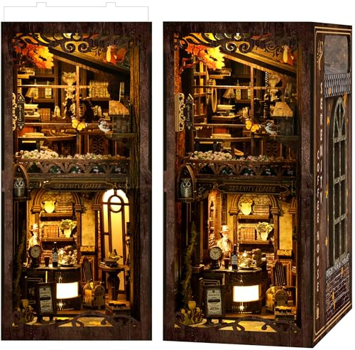 LUMYCE Book Nook kit för vuxna träpussel gör-det-själv miniatyr hus 3D dockhus – bokstöd för bokhylla dekoration med LED-ljus kreativ present för läsare
