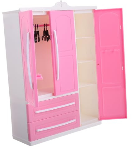NOLITOY Doll Closet Schrank Mit Kleiderbügel Puppenmöbel Zur Aufbewahrung Von Puppenkleidung Für Kinderzimmer Spielzeit-Organisation Vielfältige Farben