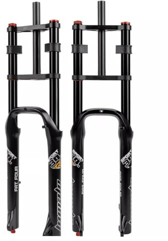 KANGXYSQ DH 26 X 4,0 Fette Gabel MTB Federgabel Federweg 160 Mm Luft Doppelte Schulter Downhill Vordergabel 9 Mm QR Scheibenbremse Gabel for BMX, Snowbike/E-Bike, XC/AM Rebound-Einstellung(Black)