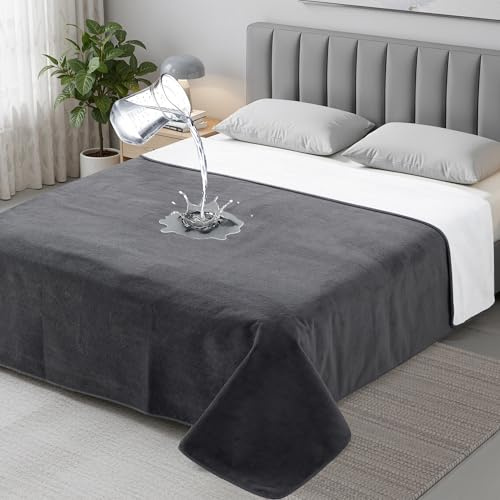 Autsel vattentät hundfilt och kattfilt 152 x 203 cm – mysig kärleksfilt för soffa, soffa och säng med 3 lager våtskydd, skyddar mot fukt och fläckar, för par och husdjur