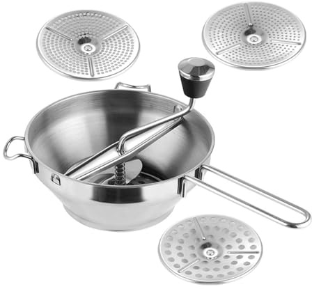 Gadpiparty Presse-Purée Manuel en Acier Inoxydable Écrase-Légumes Multifonction pour Fruits et Légumes Ustensile Cuisine Portable pour Purées Fines et Onctueuses Adapté Maison et