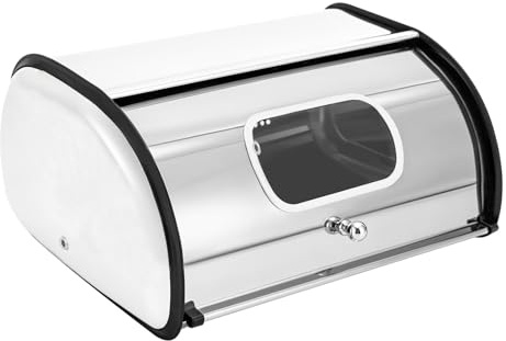 HIUOUIH Panera Metal con Tapa Paneras para Guardar el Pan Caja para Guardar el Pan o Bollería, Blanco