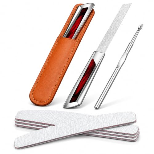 Metal Nail Files, Stainless Steel Nail Files - Double Sided Emery Board for Natural Nails, Heavy Duty Reusable Manicure Tool, Home Salon & Travel Essential