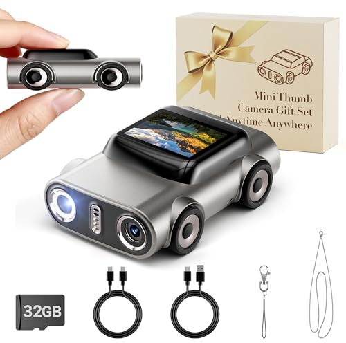 Mini Keychain Digital Camera:4K Digital Car Shape Tiny Camera with 32GB Card, 64MP Pocket Video Camera, 1 HD Display, 400mAh Battery Portable Small Cameras with Elegant Gift Box for Travel,Kids,Gifts