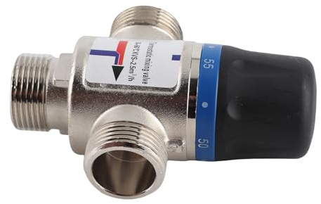 Generic Valvola Miscelatrice Termostatica a 3 Vie Valvola di Controllo Acqua Calda e Fredda con Funzione Antiscottatura per Bagni, Riscaldamento a Pavimento, Scopo ABS, (G3/4)
