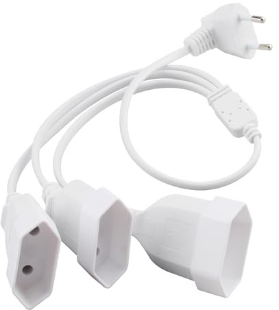 OMIGA Prolunga Spina Piatta 3 en 1 Europea 90 Gradi Cavo Prolunga | 250 V/2.5 A Max Ciabatta Presa pour TV Ordinateur Moniteur Beamer Lampe Appareils Ménagers Blanc