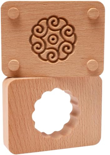 Genérico Molde para Hacer Pasteles de Luna Doble Capa de Madera de Haya, Molde para Hornear Pasteles de Judías Verdes Prensado a Mano, Utensilio para Repostería en Festivales y Hogar