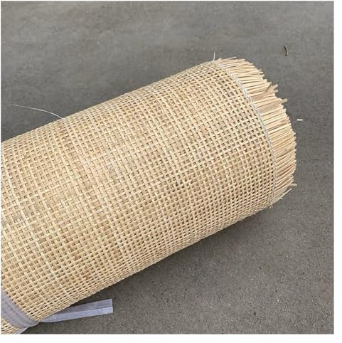 Rejilla de Mimbre Rollo Natural para Ratán Cabeceros Silla Muebles,Trenza Vienesa Rollo por Metros,Plancha Malla de Ratán Tejida a Mano,Correas de Caña Material Rollo(45cmx2.5m)