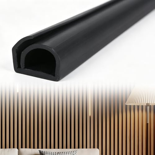 Kabelkanal för akustikpaneler, 12 mm bred halvrund kabelkanal, flexibelt kabelskydd, svart, kabelränna, självhäftande, kabelbyte utan demontering, akustikpaneltillbehör (600 cm)