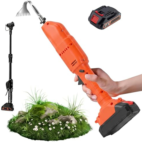 Désherbeur électrique sans Fil,Binette de cultivateur,binette à main et désherbeur électrique,alimenté par Batterie 21 V, Machine de désherbage Portable,pour pelouse,Cour,Jardin (1 batterie)