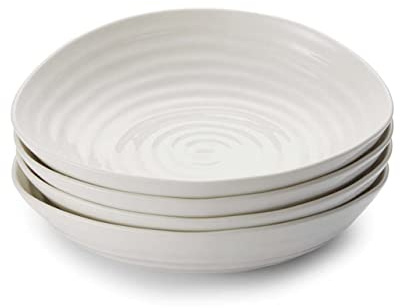 Portmeirion Sophie Conran Set of 4 White Ceramic Pasta Bowls | 9 Porcelain Serving Bowls for Pasta, Soup, Salad & Rice, Elegant Dinnerware for Everyday Dining, Dishwasher & Microwave Safe