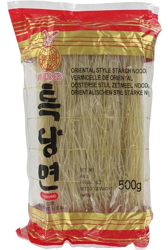 EAGLOBE - Nudeln aus Süssen Kartoffeln, (1 X 500 GR) | Orientalische Stärkenudeln aus Süßkartoffeln - glutenfrei, vegan, 10 Portionen, ideal für Japchae