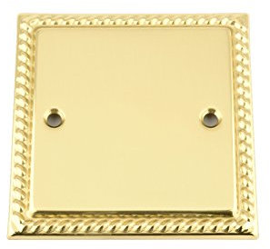 Electrical Blanking Plate Single 1 Gang - Polished Brass - Georgian Style