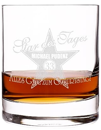 Herz & Heim® Whiskyglas 320ml zum Geburtstag mit gratis Gravur - Name und Alter - Walk Of Fame