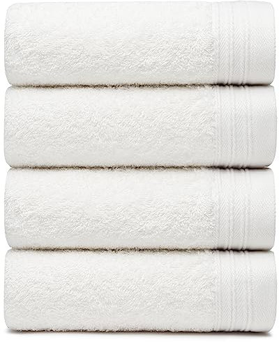 Weidemans Premium Handtuch-Set mit 4 Handtüchern 45,7 x 76,2 cm | weiße Handtücher | 100% Baumwolle | 4 ultraweiche und sehr saugfähige Handtücher für Badezimmer, Fitnessstudio, Hotel, Spa,