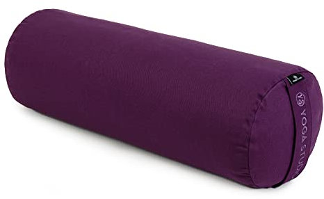 Yoga Studio Yoga Bolster Cushion | EU Organic Buckwheat Hulls Filling | (GOTS Certified) | Removable Washable Organic Cotton Outer Cover | Great for Yoga, Meditation (Lilac)