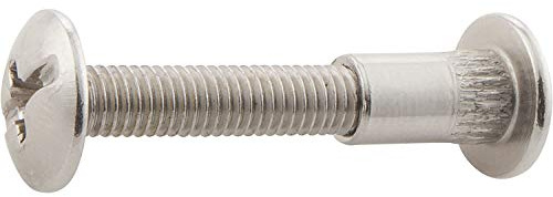 VASALAT VAS150 Verbindungsschraube - M 6, Kreuzschlitz, ø8, Holzstärke 30-40, Zink vernickelt Inhalt: 10 Stück, 30-35 mm