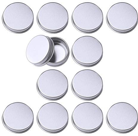 ZHIYE Aluminium Screw Pots, 12 pieces 15ml Tin Balm, Cosmetic Make Up Jar Round Cream Containers, Silver Color