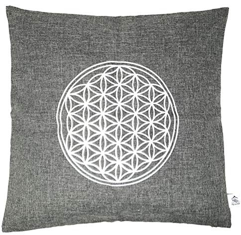 myZirbe Zirbenkissen Blume des Lebens Größe 40x40 cm antrazith Silber
