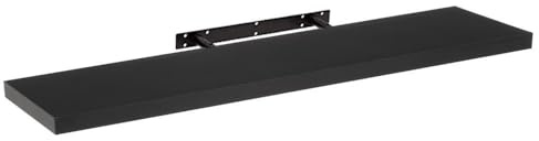 LOLAhome - Estante de Pared Flotante de Madera MDF Negro Decorativo,Balda de Pared,De 120x23,5 cm para Salón, Cocina, Oficina, Dormitorio,Resistente