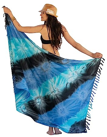 NELUHA Sarong Tuch Damen aus Indonesien – XXL Strandtuch zum Umbinden mit Saronghalter – Wickelrock, Wickeltuch, Hüfttuch und Pareo