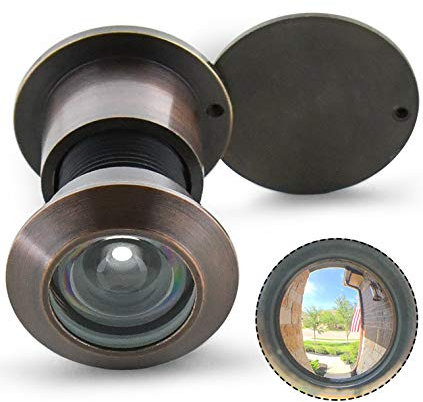 Earl Diamond Türspion aus massivem Messing, 220-Grad-Sicherheitsspion mit strapazierfähiger, drehbarer Sichtschutzabdeckung für Türen von 3,5 cm bis 5,4 cm für Zuhause, Büro, Hotel, ölgeriebenes