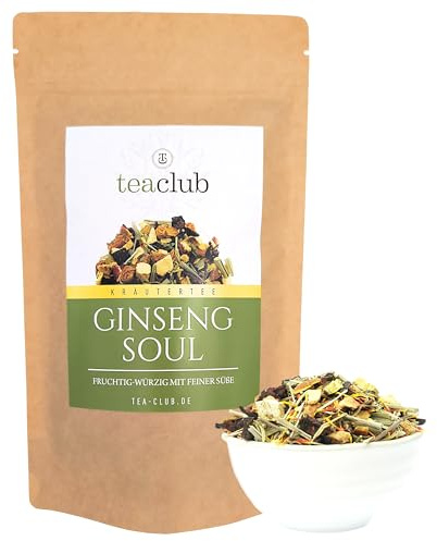 TeaClub Ginseng Soul Kräutertee Lose 500g – Rote Beete Ingwer Zitronengras | Fruchtige Kräuter Tee-Mischung, Ginseng, Süßholzwurzel, Ingwer & Rote Beete, koffeinfrei, glutenfrei, Herbal Tea, Doypack