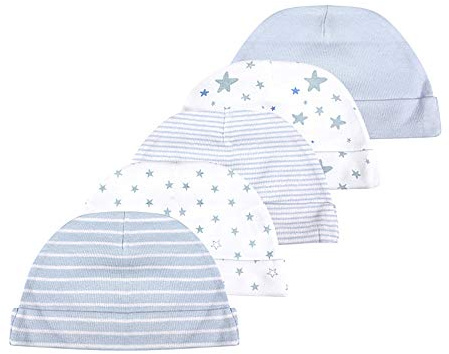 Chamie Babymütze und Fäustlinge, Neugeborenen-Set, 5 Mützen und 5 Paar Fäustlinge für Babys, Jungen, Mädchen, Alter 0–6 Monate, 100% Baumwolle