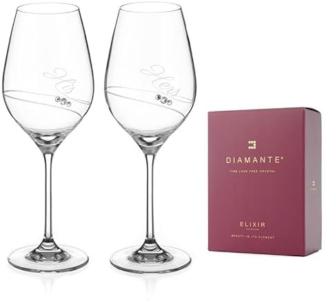 DIAMANTE Lot de 2 verres à vin en cristal Swarovski pour elle et lui 360 ml