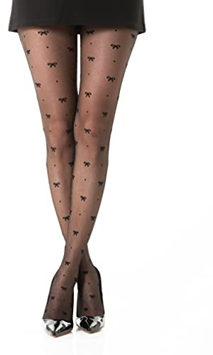 Gi&Gi Collant da Donna,Fantasia con Rombi con Piedi Invisibili 40 Den N.1375 (IT, Testo, S, M, Regular, Regular, Nero D)