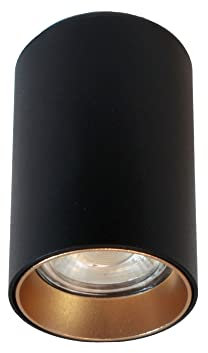 wonderlamp Foco-plafón de superfice estilo Minimalista - Basic II para Salón, Dormitorio, Cocina, Negro, Bombilla Gu10