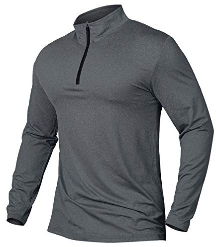 CARWORNIC Men's Active Sports Shirts 1/4 Zip Long Sleeve Running T-Shirts Quick-Dry Pullover Tops Outdoor Polo Shirts