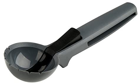 Fackelmann Statement Eisportionierer mit Lift-Up-Funktion – Eislöffel für perfekt geformte Kugeln – Für Eis, Keksteig, Früchte & Co. – ca. 19 x 5,5 x 4 cm, Schwarz, Dunkelgrau