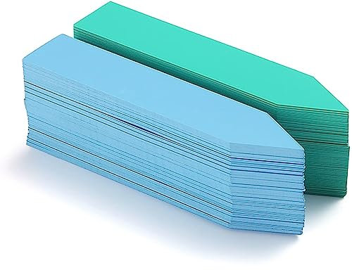 Evanda 2 Color-200 Pcs Plastic Waterproof Garden Plant Labels, Garden Nursery, Vegetable Plastic Plant Tag, Easily Differentiate Plant Types, Re-Usable Plant Tags (Blue&Green)