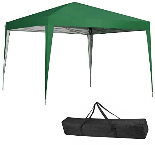 BAKAJI Gazebo 3 x 3 metri Tessuto Poliestere Struttura in Metallo Tendone Portatile Fiera Mercato Giardino Esterno (Verde)